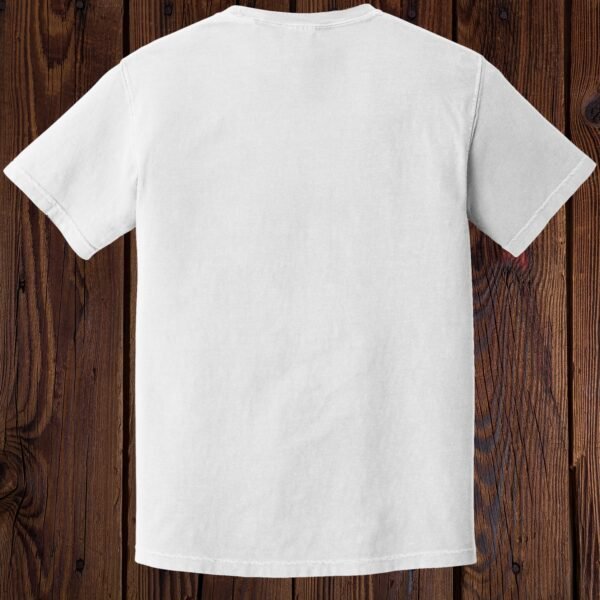 The back view of a white unisex crewneck T-shirt